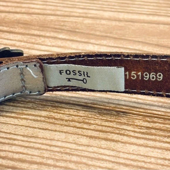 Fossil Genuine Leather Silver Rhinestone Belt Size Large L - Picture 7 of 8